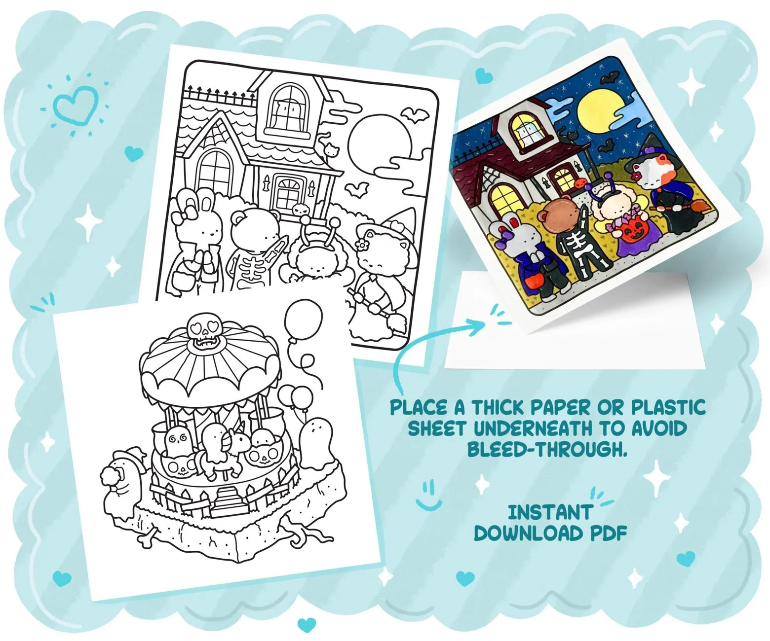Cute & Cozy Halloween Coloring Book: Spooky Corner, coloring page preview 1
