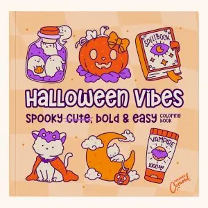 Halloween Vibes: spooky-cuki, Bold & Easy színezőkönyv, színező borítója
