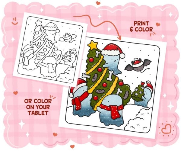 Ghostly Cute Christmas Coloring Book: Cozy & Spooky Festive Corner - Image 6