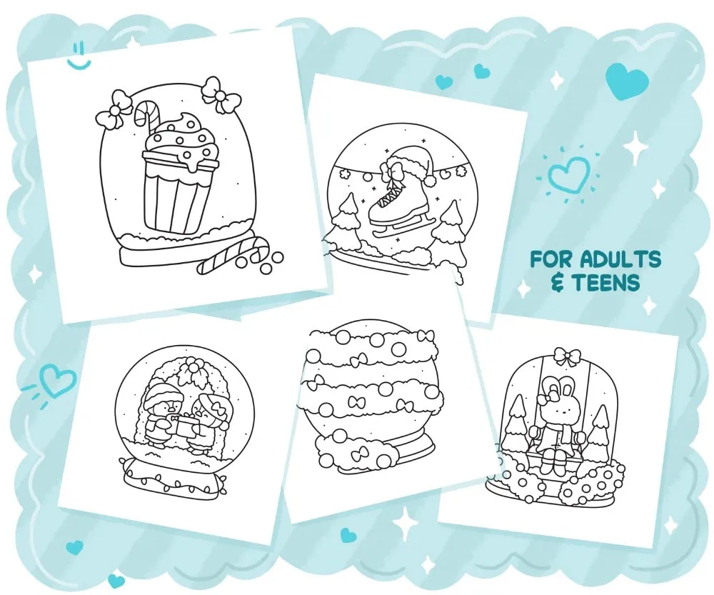 Easy & Bold Christmas Coloring Book with Snow Globes, coloring page preview 3
