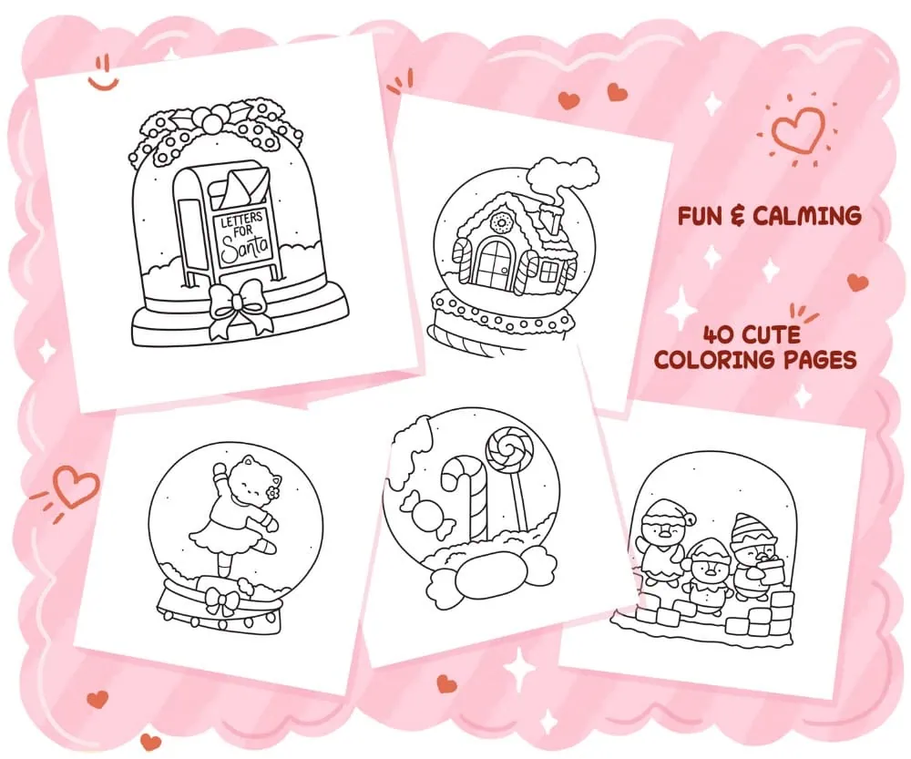 Easy & Bold Christmas Coloring Book with Snow Globes, coloring page preview 2