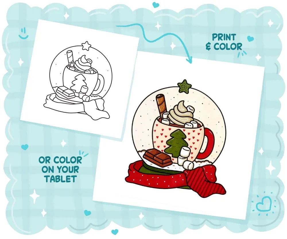 Easy & Bold Christmas Coloring Book with Snow Globes, coloring page preview 5