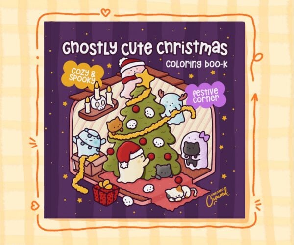 Ghostly Cute Christmas Coloring Book: Cozy & Spooky Festive Corner