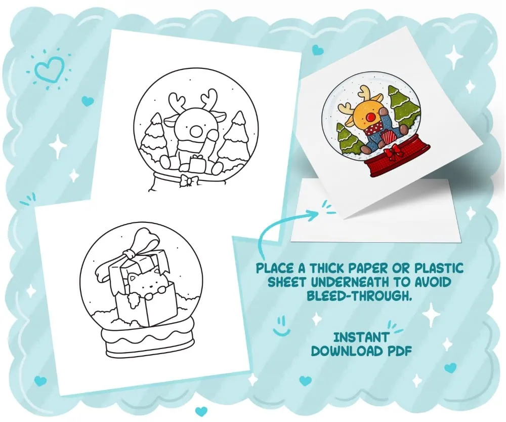 Easy & Bold Christmas Coloring Book with Snow Globes, coloring page preview 1