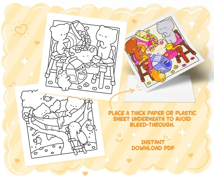 Cute Kawaii Coloring Pages: Kawaii Daydream:, coloring page preview 1