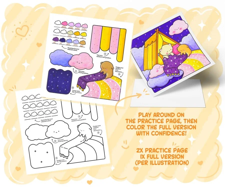 Kawaii Daydream Coloring Practice Book: Cute & Cozy Workbook to Train Your Skills, coloring page preview 1