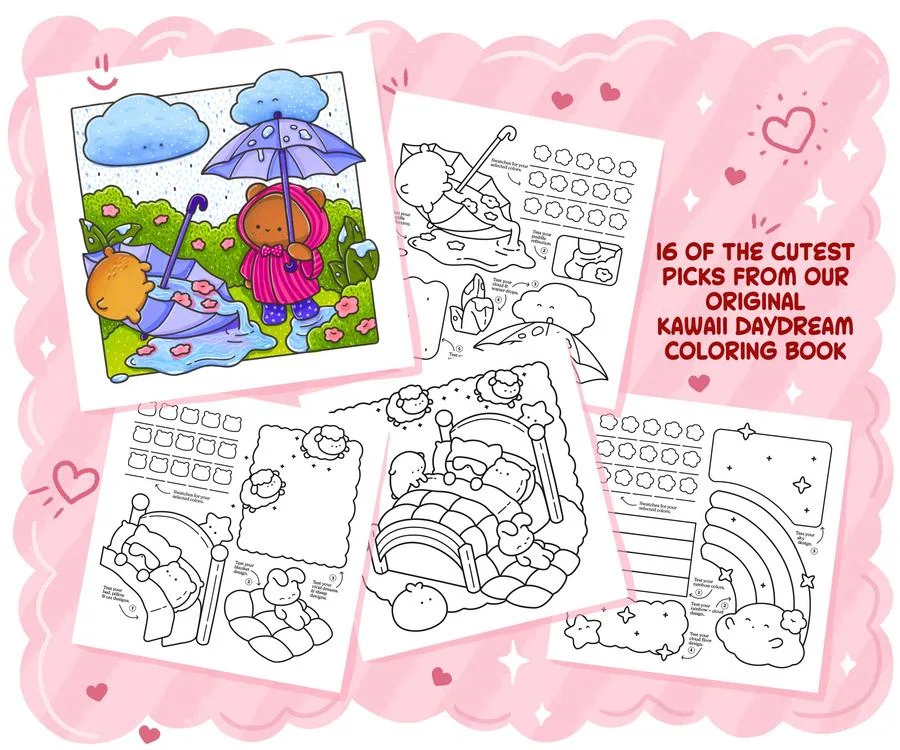 Kawaii Daydream Coloring Practice Book: Cute & Cozy Workbook to Train Your Skills, coloring page preview 2
