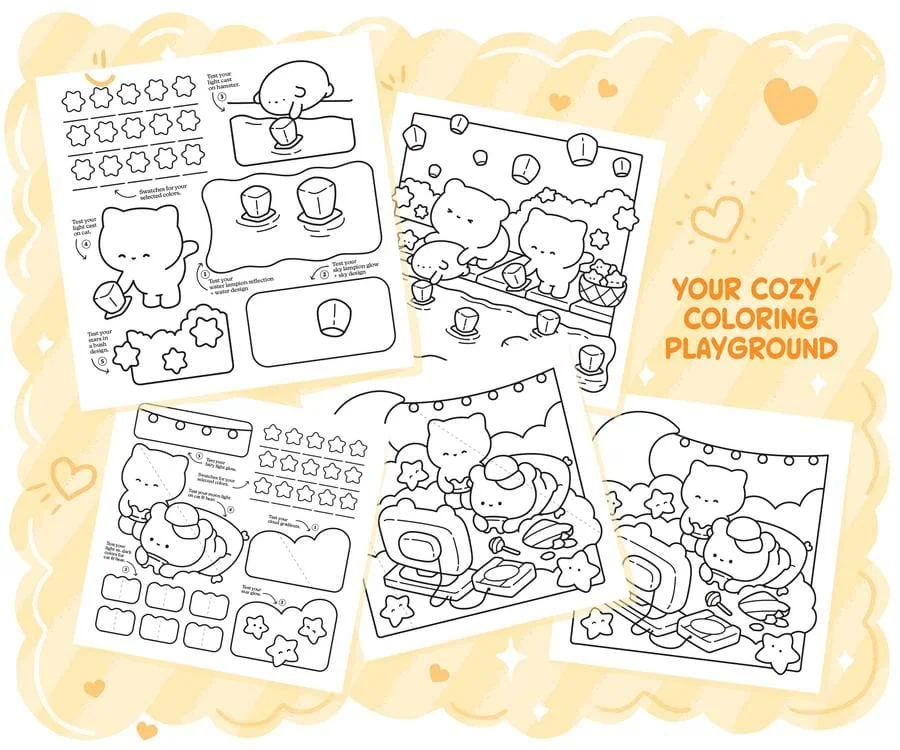 Kawaii Daydream Coloring Practice Book: Cute & Cozy Workbook to Train Your Skills, coloring page preview 3