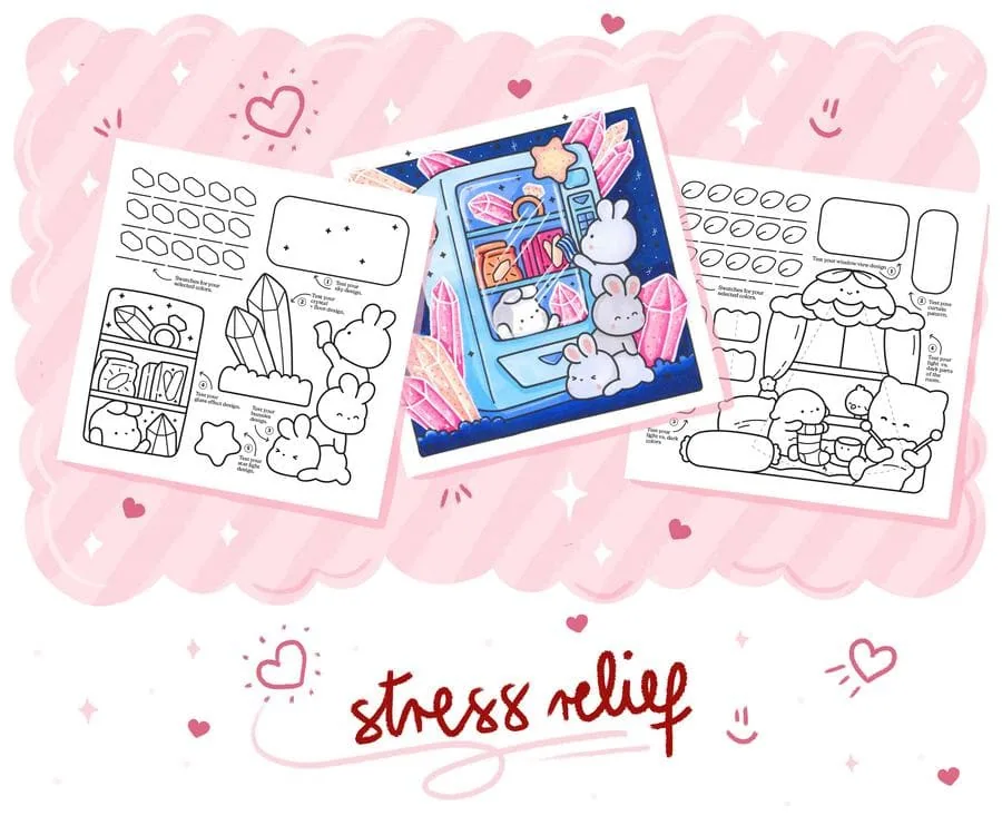 Kawaii Daydream Coloring Practice Book: Cute & Cozy Workbook to Train Your Skills, coloring page preview 4