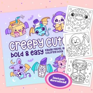 Creepy Cute: Bold & Easy Kawaii Pastel Goth Coloring Book
