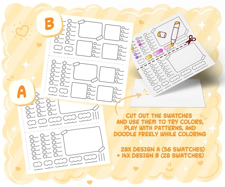 My Go to Cut-Out and Test Swatch Book, coloring page preview 1