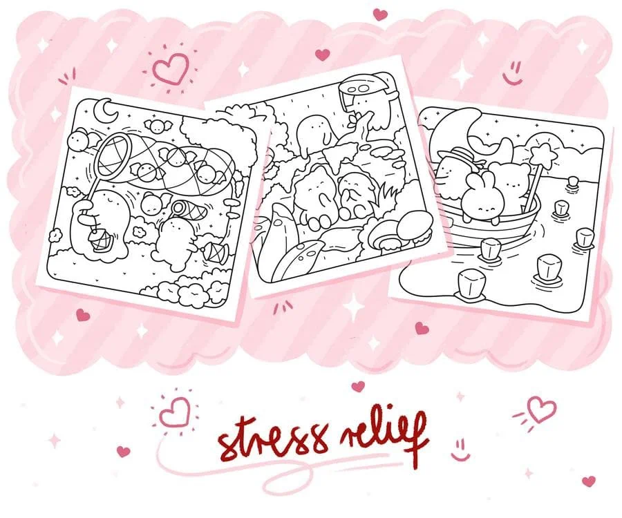 Spooky dreams coloring book with ghosts and friends, coloring page preview 4