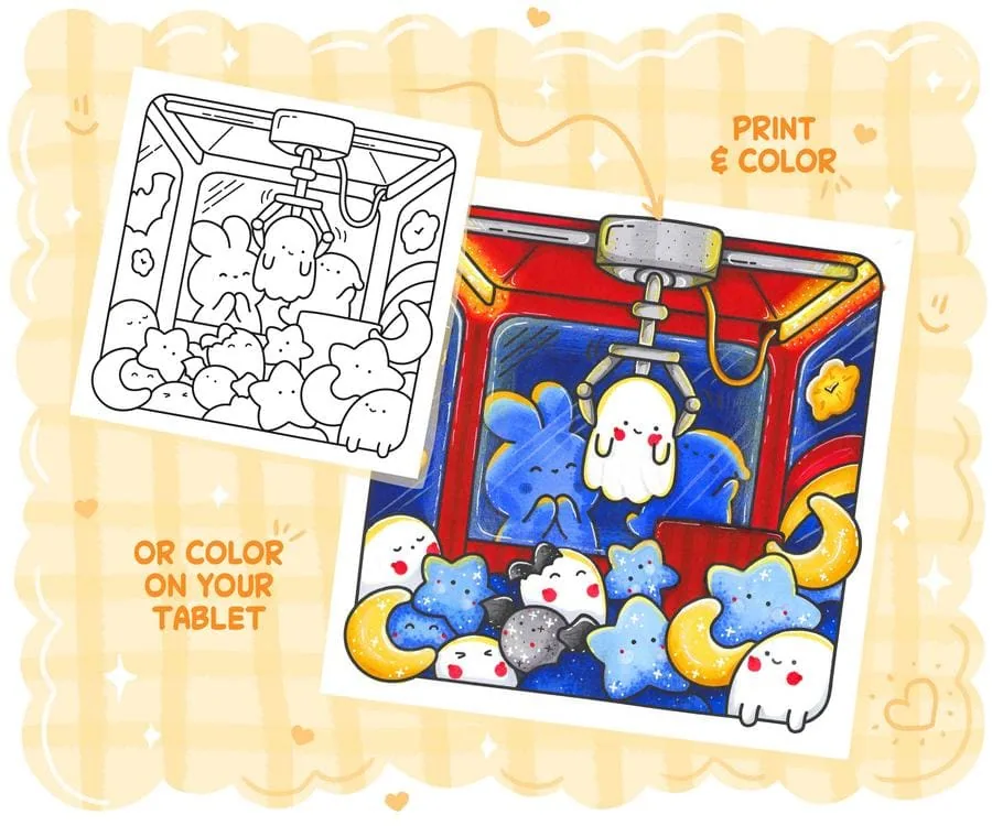 Spooky dreams coloring book with ghosts and friends, coloring page preview 5