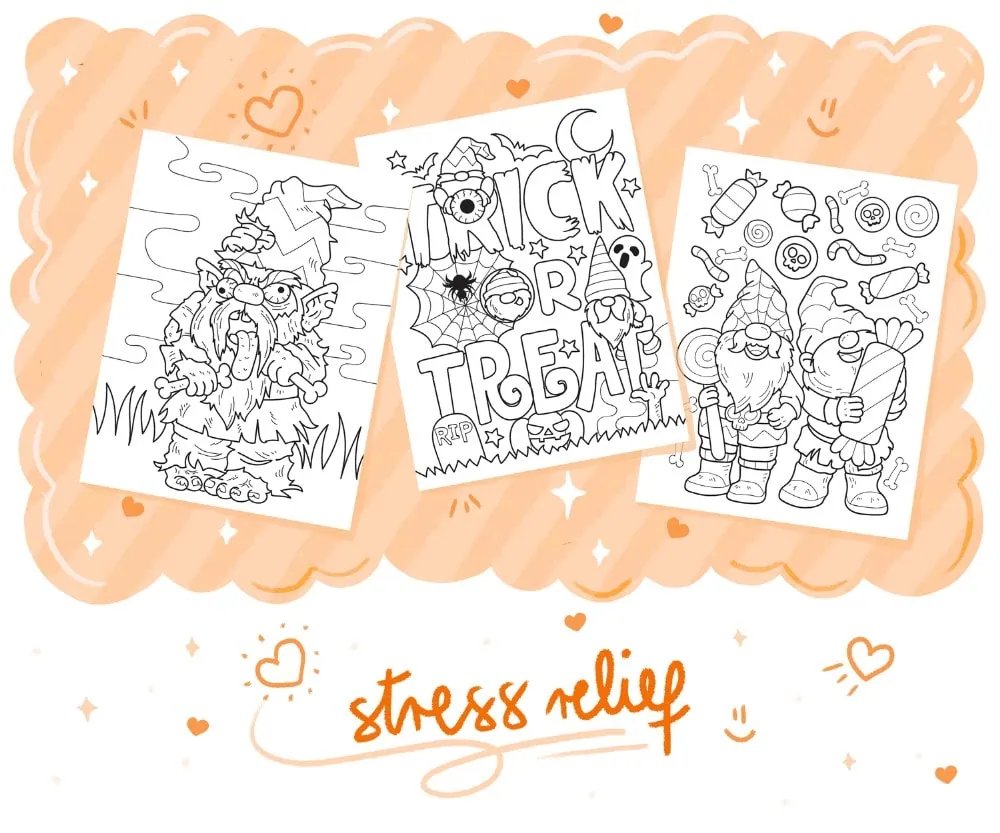 Halloween Gnomes Coloring Book, coloring page preview 4