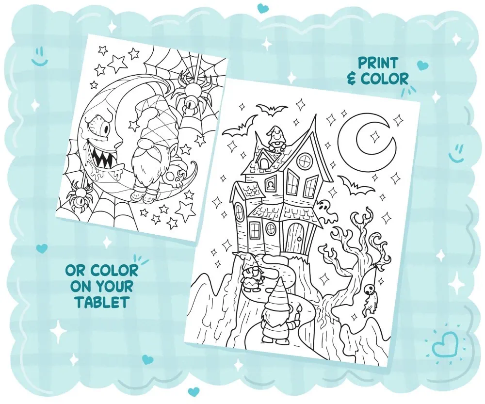 Halloween Gnomes Coloring Book, coloring page preview 5