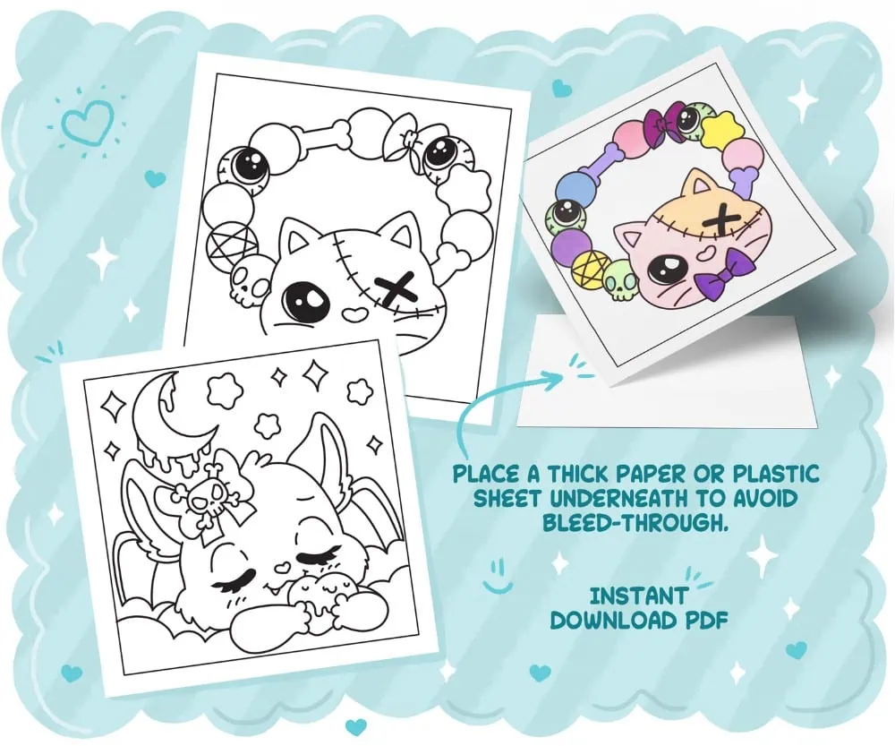 Creepy Cute: Bold & Easy Kawaii Pastel Goth Coloring Book, coloring page preview 1