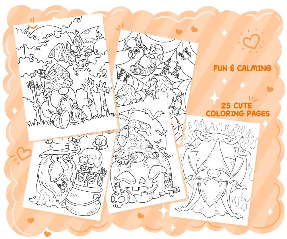 Halloween Gnomes Coloring Book, coloring page preview 2