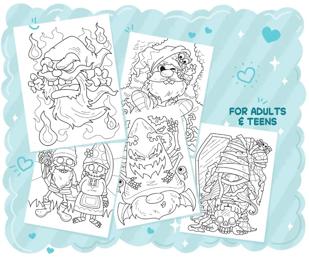 Halloween Gnomes Coloring Book, coloring page preview 3