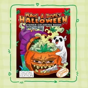 Hand-drawn cover of adult coloring book featuring cute smiling jack-o-lanterns and friendly ghost characters in cozy kawaii s