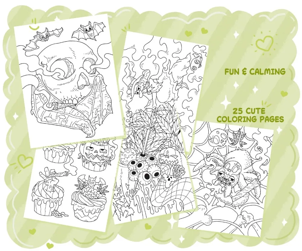 Stoner Halloween Coloring Book: Haunted Pumpkins & Chill Ghosts, coloring page preview 1