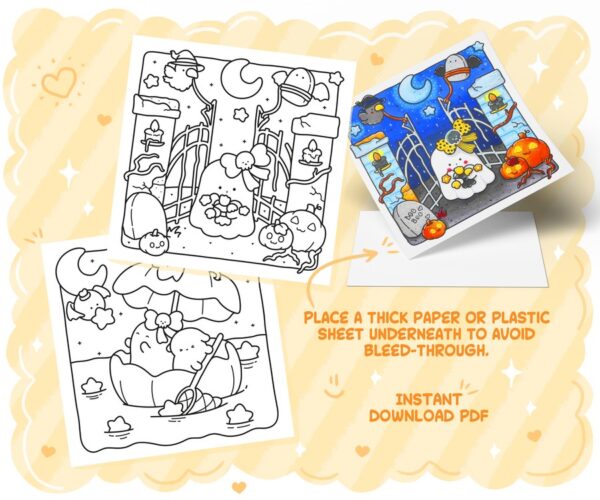 Cute Spookies Cozy Halloween Coloring Book - Image 2