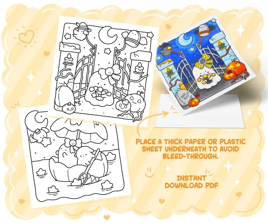 Cute Spookies: Cozy Halloween Coloring Book, coloring page preview 1