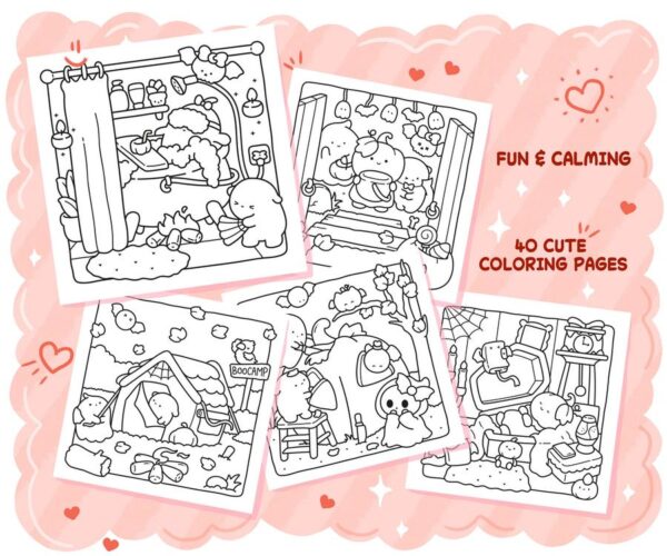 Cute Spookies Cozy Halloween Coloring Book - Image 3