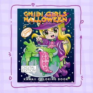 Chibi Girls Halloween Kawaii Coloring Book