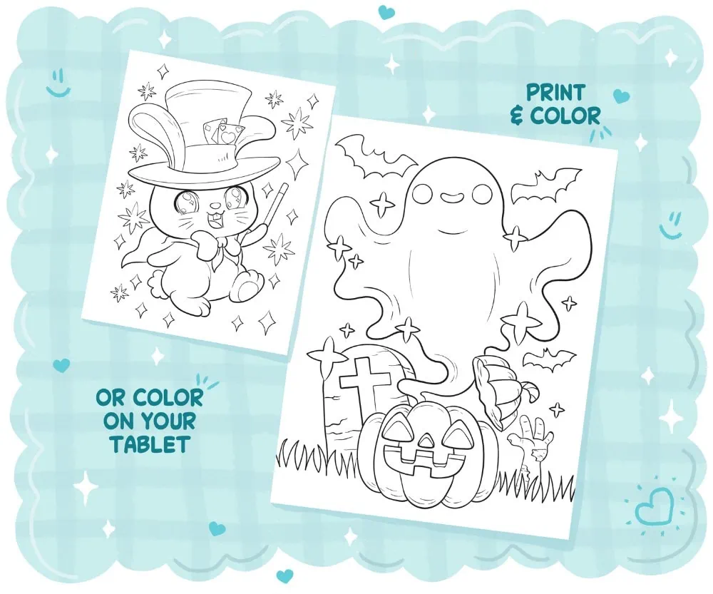So Bootiful: Kawaii Pastel Goth Halloween Coloring Book, coloring page preview 5