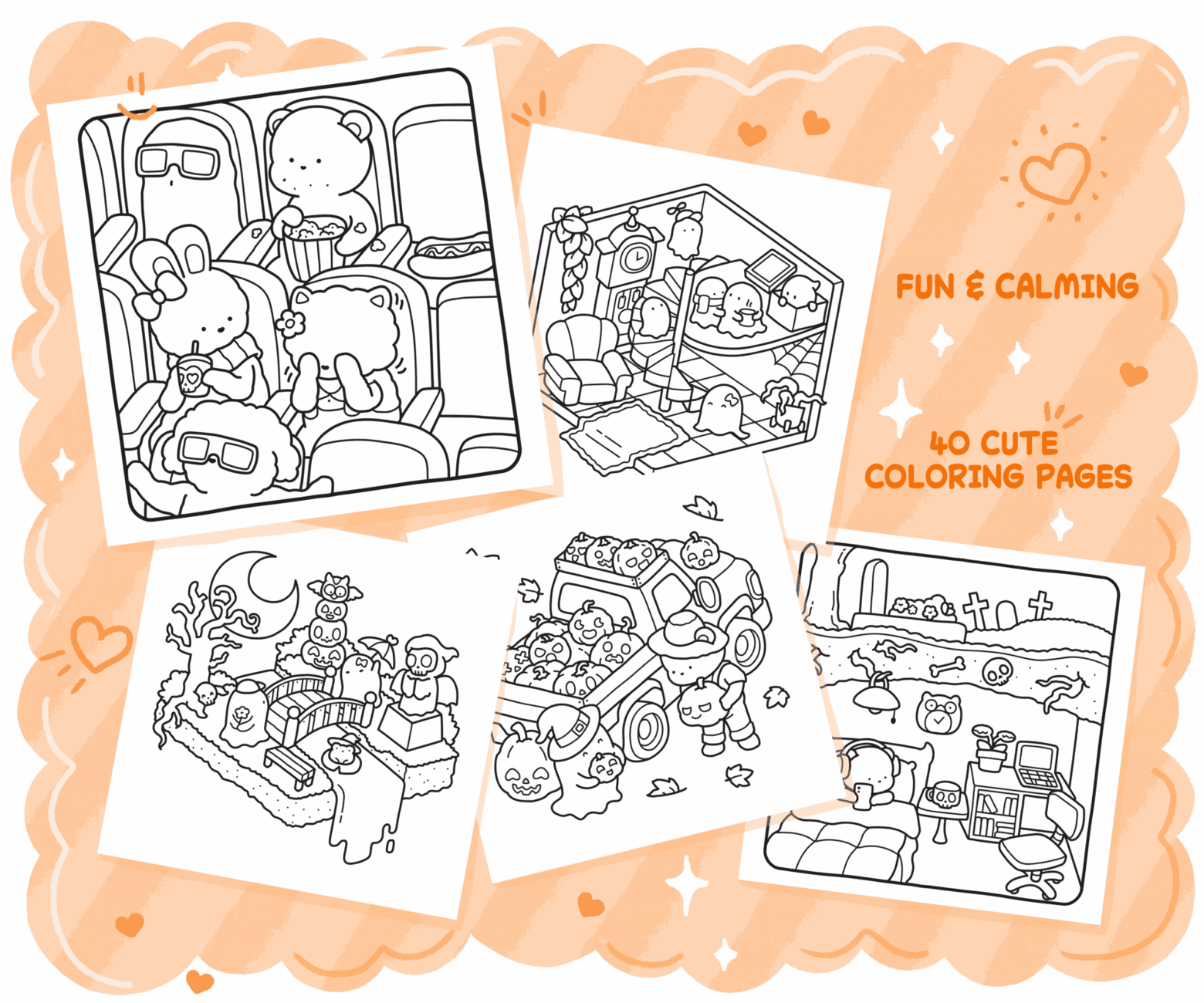 Cute & Cozy Halloween Coloring Book: Spooky Corner, coloring page preview 2