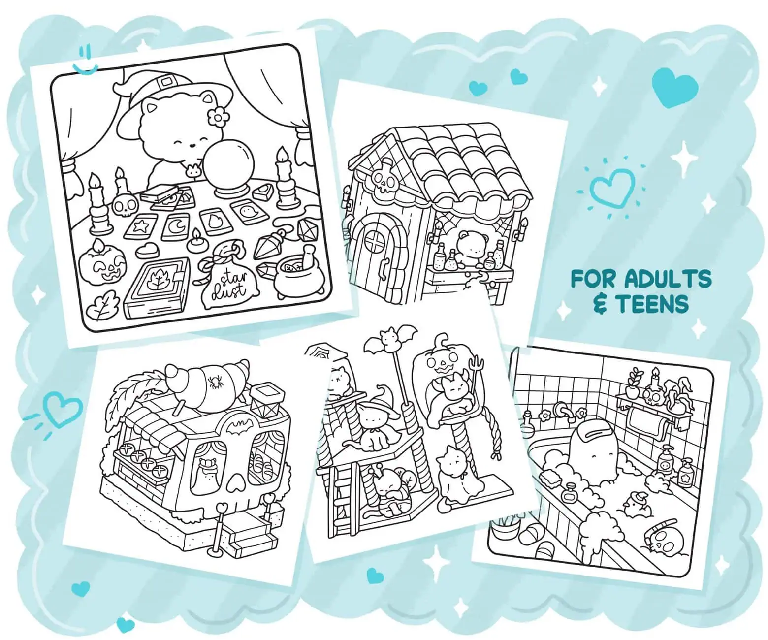 Cute & Cozy Halloween Coloring Book: Spooky Corner, coloring page preview 3