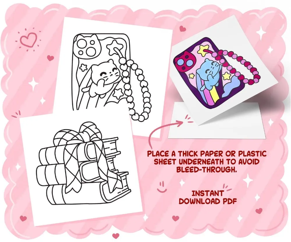 Girly Vibes Coloring Book: Bold, Easy & Cute Illustrations, coloring page preview 1