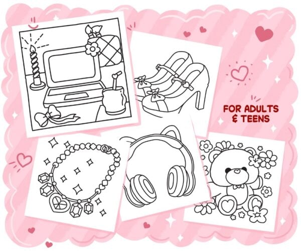 Girly Vibes Coloring Book: Bold, Easy & Cute Illustrations - Image 4