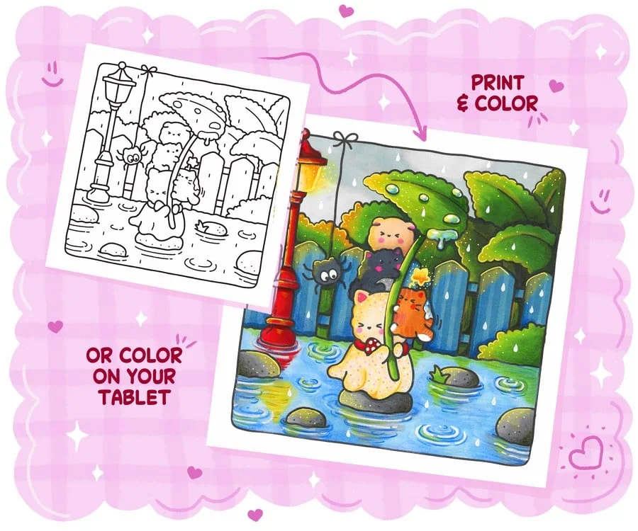 Spooky Cats: Cute & Cozy Coloring Book, coloring page preview 5