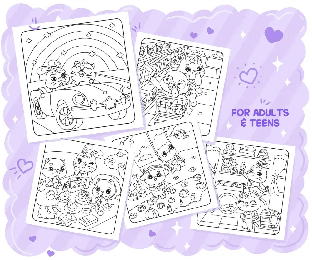 Cute World: Coloring Book for Stress-Free Moments, coloring page preview 3