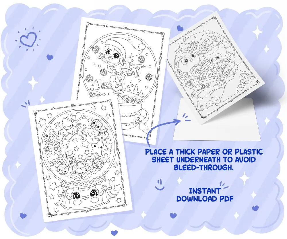 Kawaii Christmas Coloring Book, coloring page preview 1