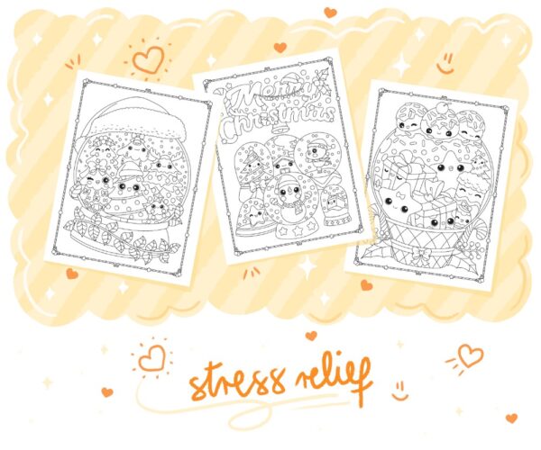 Kawaii Snow Globes Christmas Coloring Book - Image 5