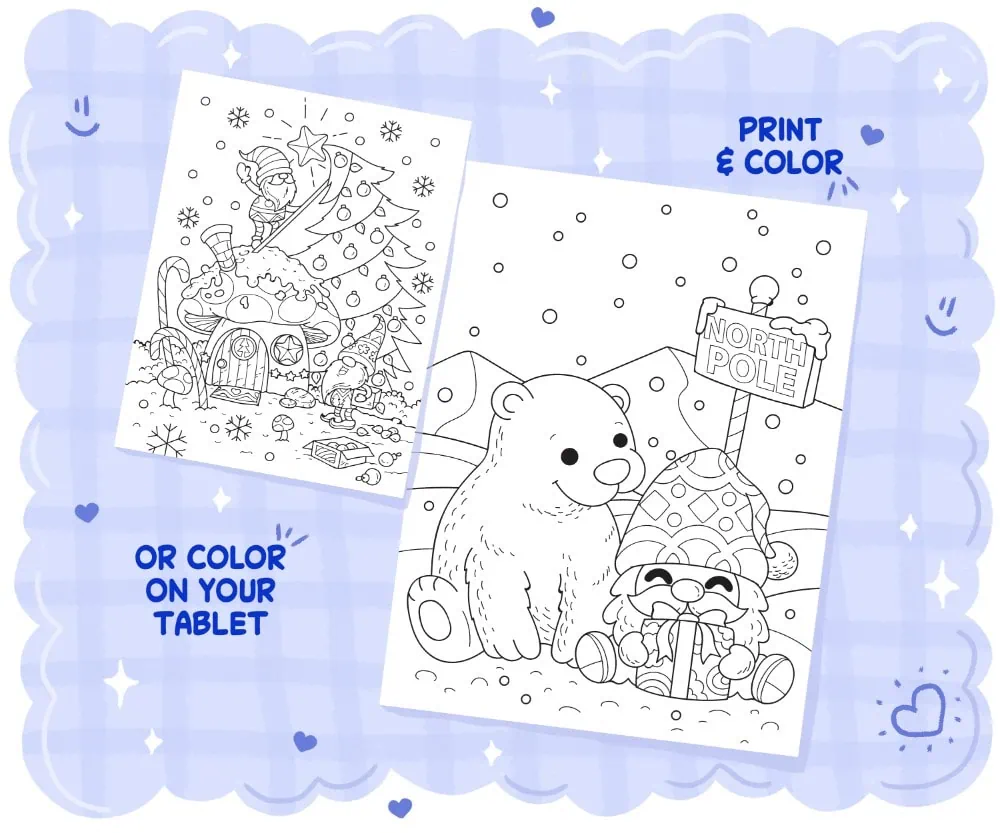 Christmas Gnomes Coloring Book, coloring page preview 5
