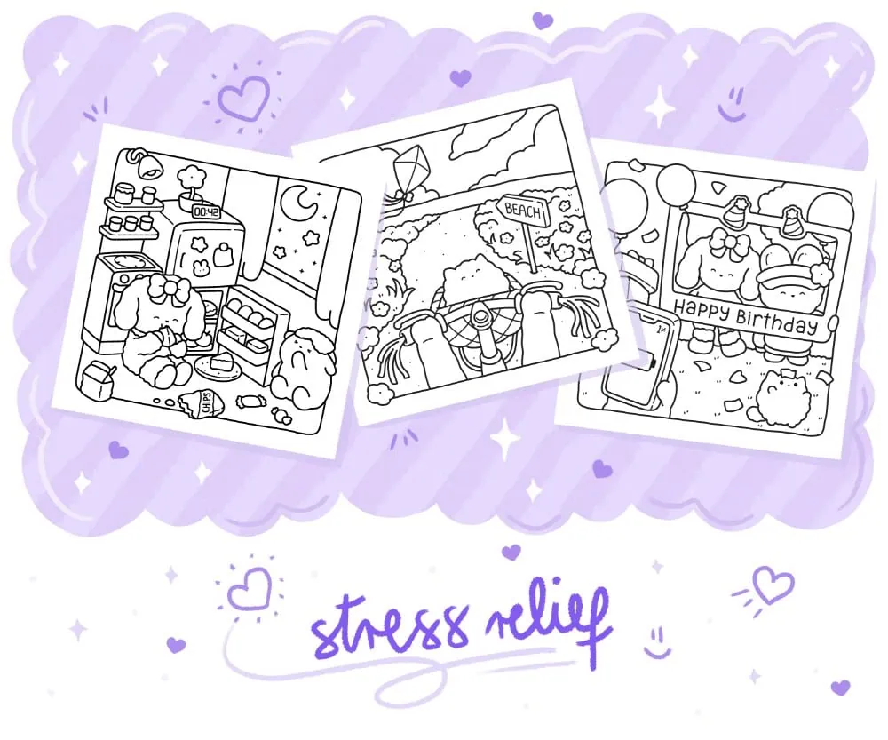 Sweet Days Cute & Cozy Coloring Book: Comfy Relaxation for Adults and Teens, coloring page preview 4