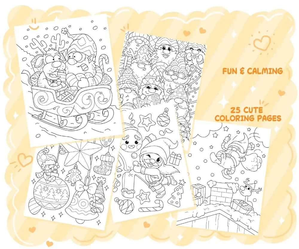 Christmas Gnomes Coloring Book, coloring page preview 2