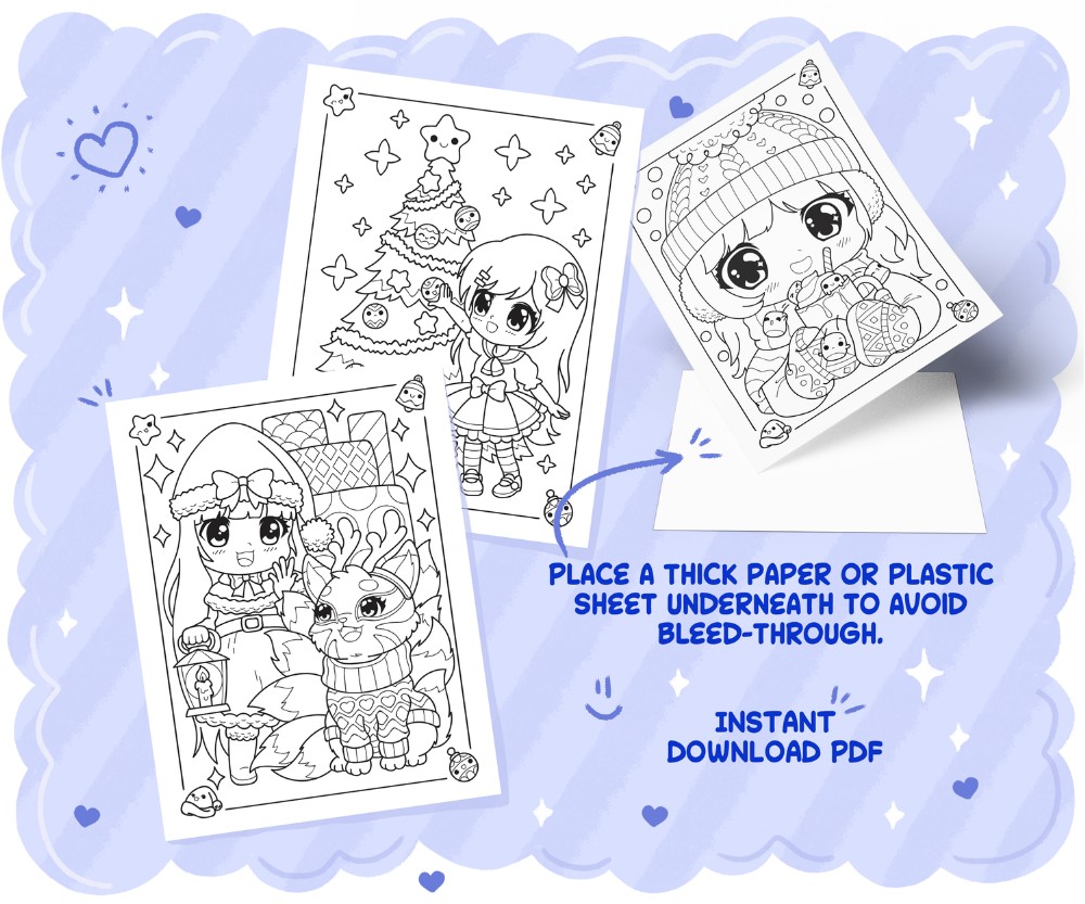 Chibi Girls Christmas Coloring Book - Image 3
