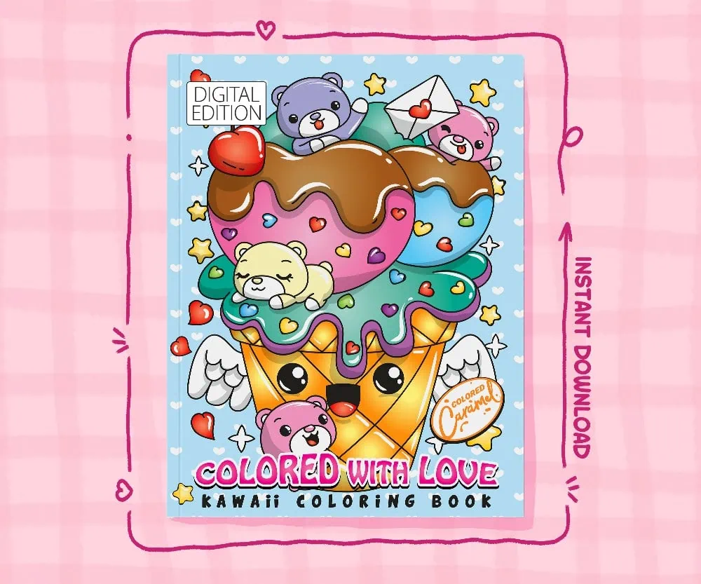 kawaii valentine's day coloring pages