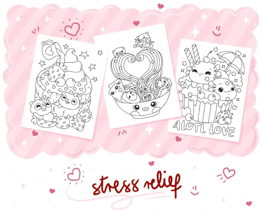 Kawaii Valentine’s Day Coloring Pages - Fun & Cute Hand-drawn Illustrations, coloring page preview 4
