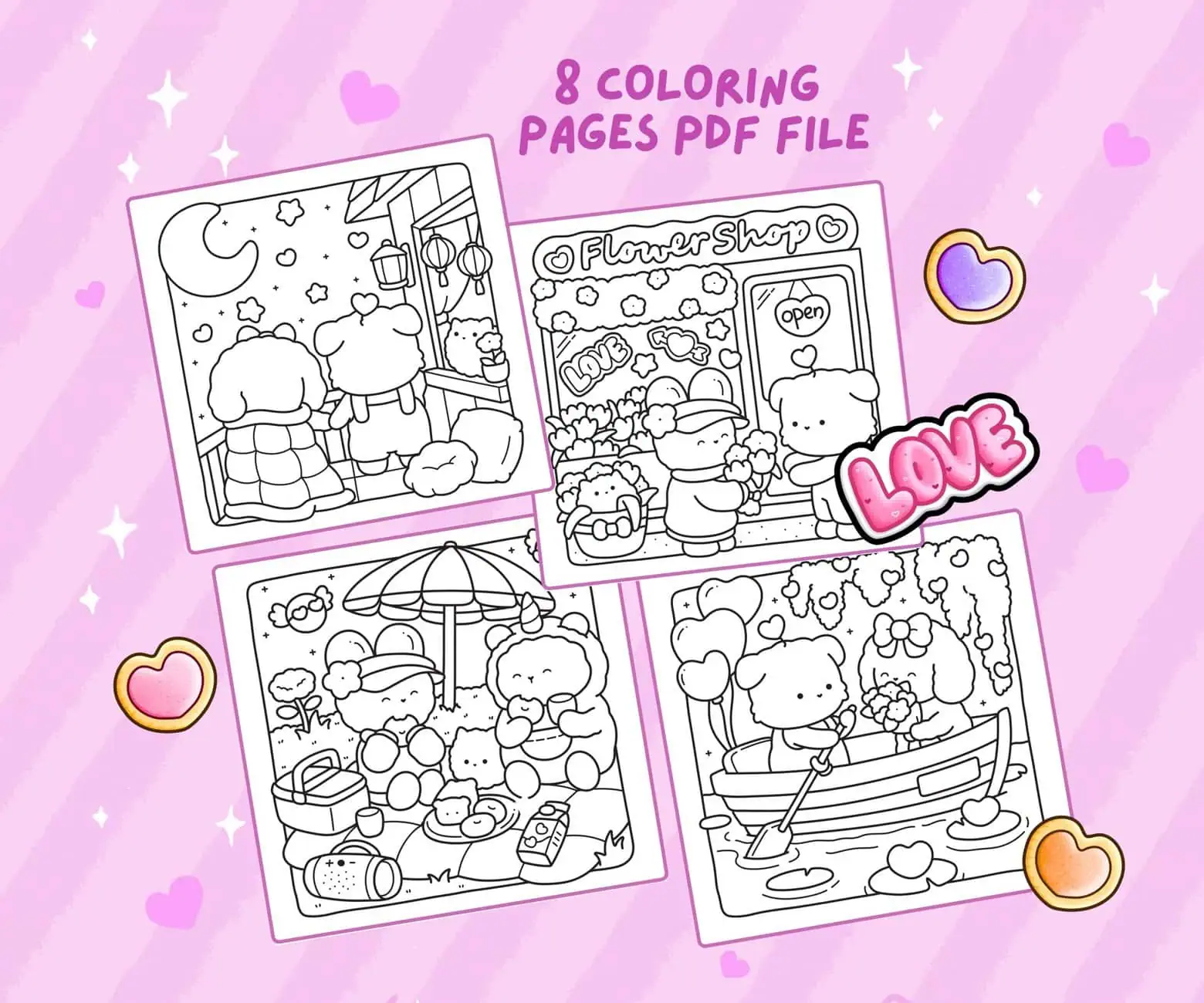 Valentine's Day Coloring Pages Cozy Love with Adorable Hand-Drawn Comfy Illustrations, coloring page preview 1