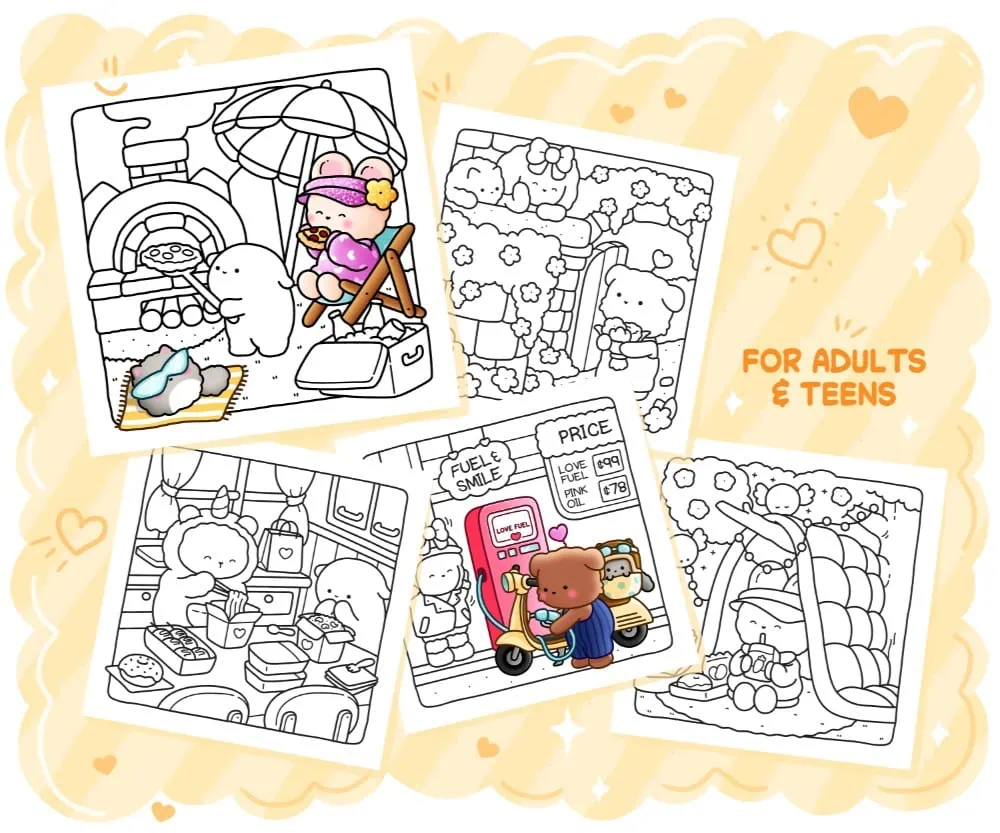 Pretty Cozy: Cute Hygge Coloring Book - Comfy Relaxation for Adults and Teens, coloring page preview 3