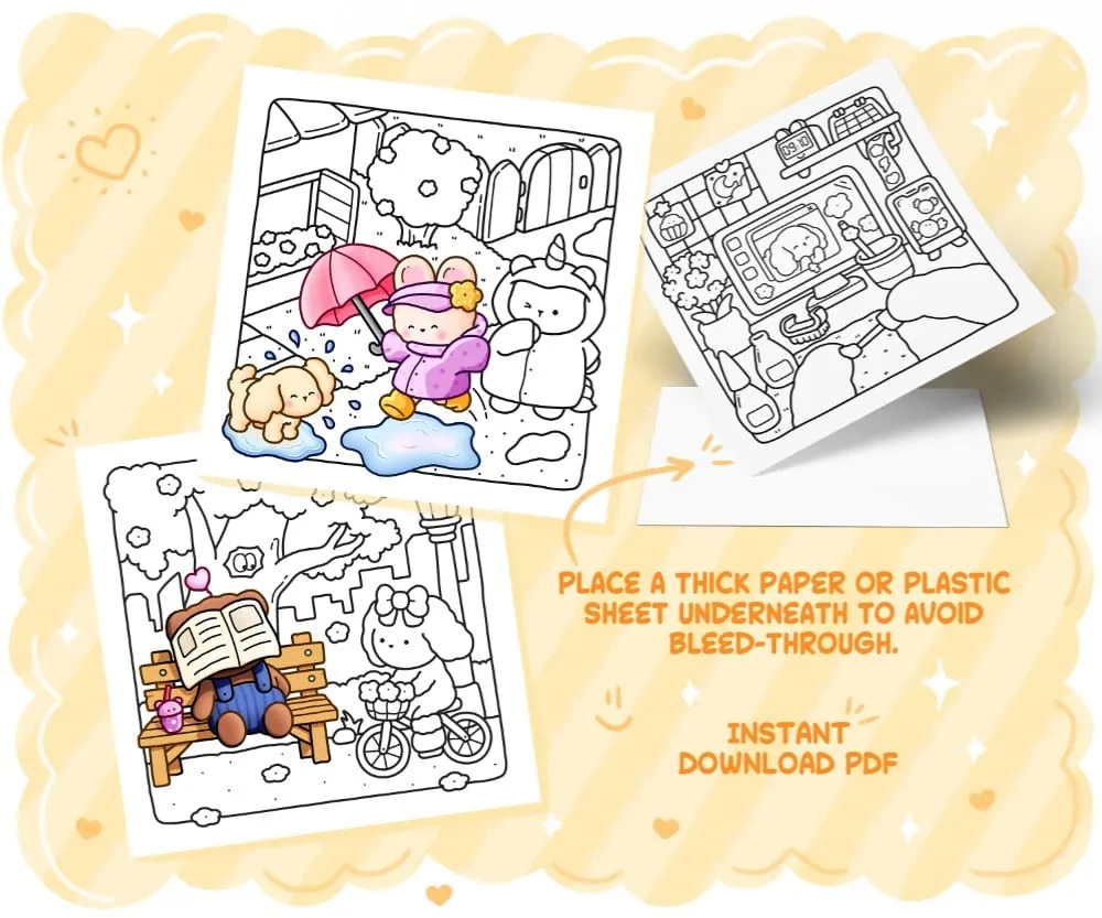 Pretty Cozy: Cute Hygge Coloring Book - Comfy Relaxation for Adults and Teens, coloring page preview 1