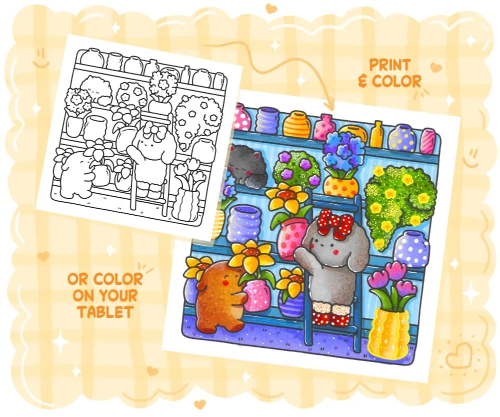 Pretty Cozy: Cute Hygge Coloring Book - Comfy Relaxation for Adults and Teens, coloring page preview 5
