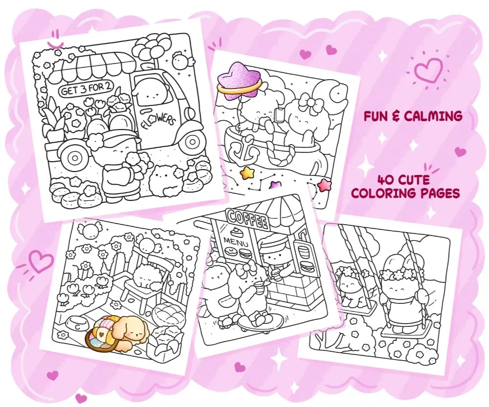 Pretty Cozy: Cute Hygge Coloring Book - Comfy Relaxation for Adults and Teens, coloring page preview 2