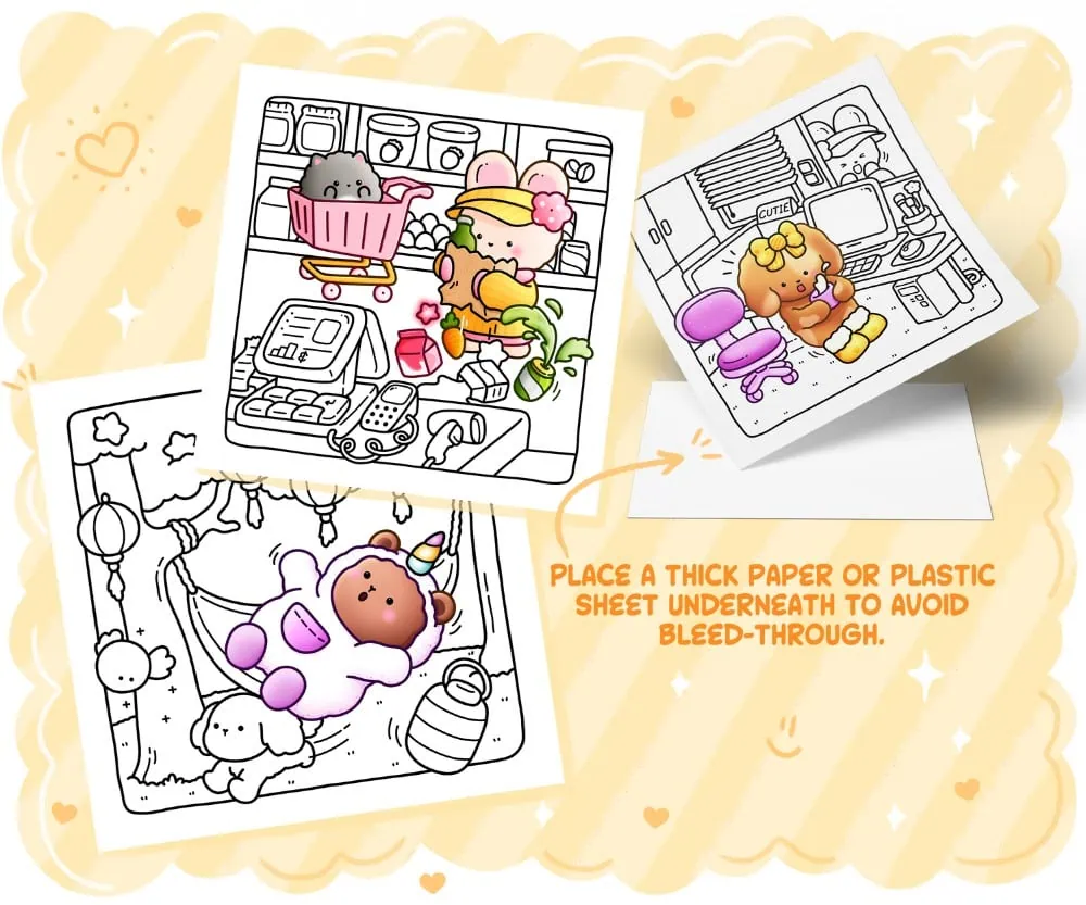 Clumsy & Cute: Funny & Cozy Coloring Book - Messy Relaxation for Adults and Teens, coloring page preview 1