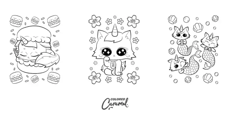 a collection of free printable caticorn coloring pages
